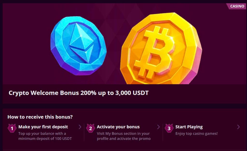 crypto welcome bonus malina casino