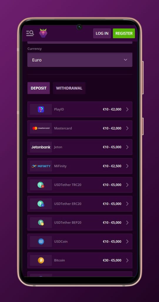 mobile deposit malina casino